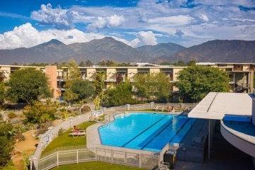 Gold Student Center with Mountains in the background